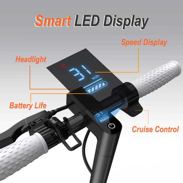 T5 Electric Scooter, Up to 19 Miles Range, 19 Mph Folding Commute Electric Scooter for Adults with 8.5" Solid Tires, Dual Braking System and App Control - Image 7