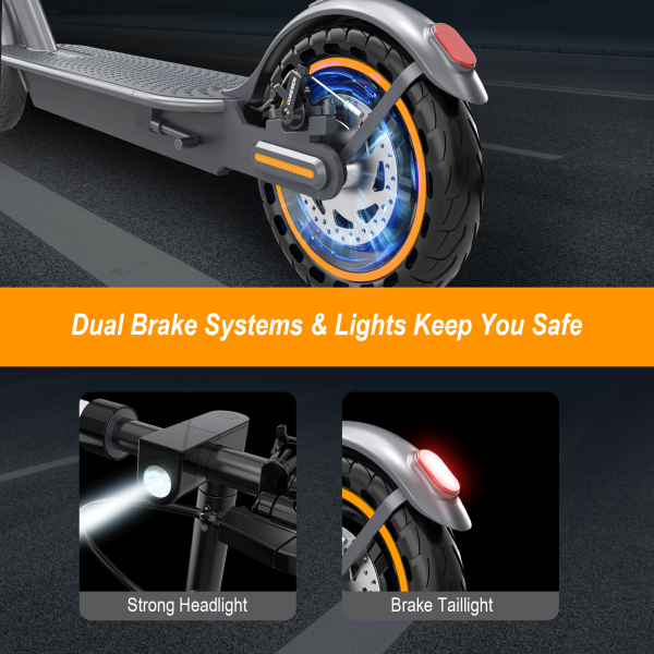 T5 Electric Scooter, Up to 19 Miles Range, 19 Mph Folding Commute Electric Scooter for Adults with 8.5" Solid Tires, Dual Braking System and App Control - Image 9