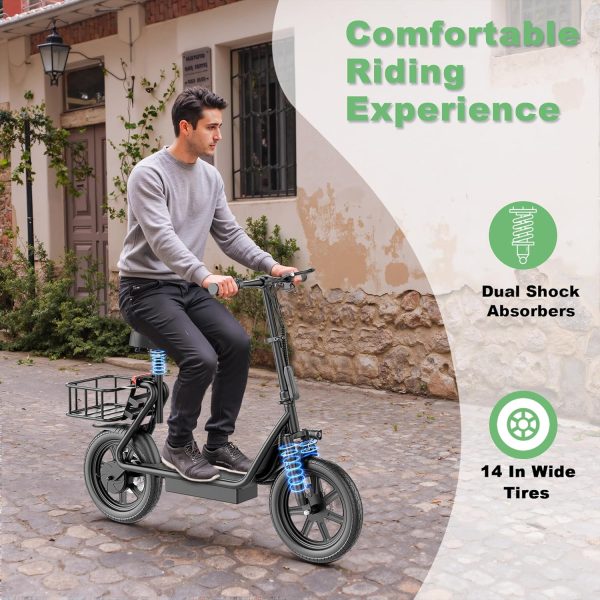 NAVIC T1XR Electric Scooter Adults, 27 Mile Range,Electric Scooter for Adults,Top Speed 22Mph,500W Motor, 14'' Tires,Foldable e Scooter with Back Basket,APP - Image 4