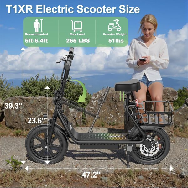 NAVIC T1XR Electric Scooter Adults, 27 Mile Range,Electric Scooter for Adults,Top Speed 22Mph,500W Motor, 14'' Tires,Foldable e Scooter with Back Basket,APP - Image 8
